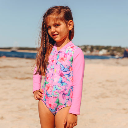 Girls one piece sunprotection / kids long sleeve swimsuit – Salty Ink