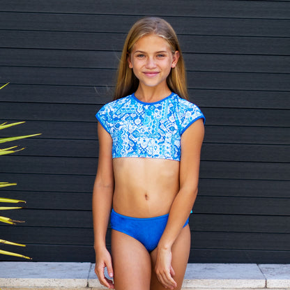 Moss Point - TWO PIECE Girls Bikini Set Green Teal - YOUTH 12, 14